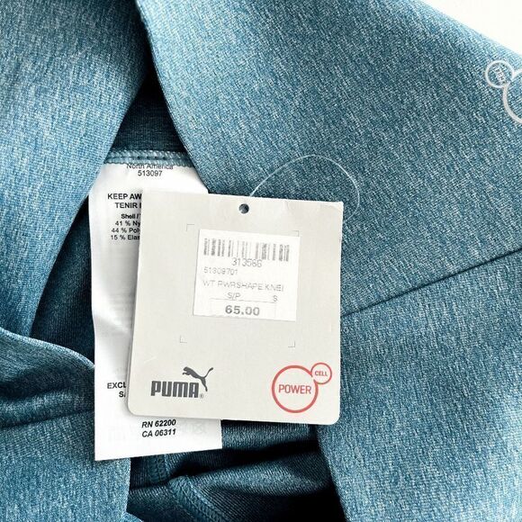 Puma Womens Leggings Cropped Power Shaped Stretch Waist Teal Heather S NWT - Picture 6 of 10